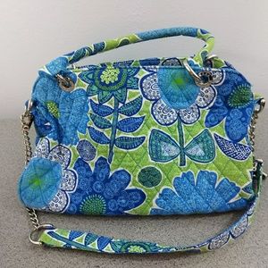 Vera Bradley Chain Strap Handbag Medium Blue Green